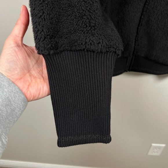 Athleta Tugga Sherpa Fleece Jacket Size 1X Black Bomber Athletic Travel Active - Picture 6 of 12